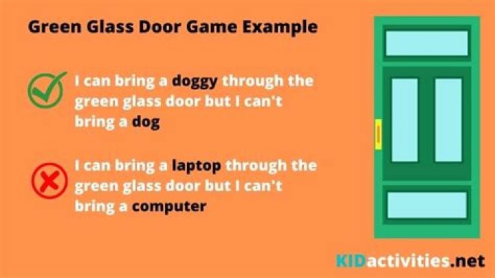 What goes through the green glass door?